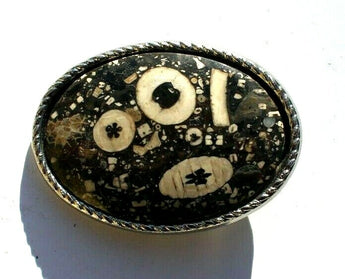 Vtg Hand Made South Western Belt Buckle (Agate Stone Geode Gemstone) #56