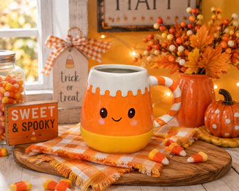 New Funny Cute Orange YELLOW Smiling Halloween Candy Corn Coffee Mug