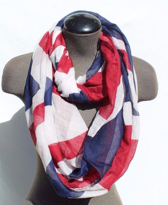 New United Kingdom Flag Color Hoop Scarf / Wrap