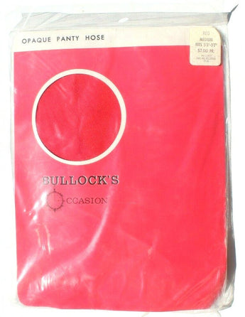 Sealed Vtg Bullocks Women's Opaque Panty Hose Hosiery - Red Medium 5'3"-5'7" NOS