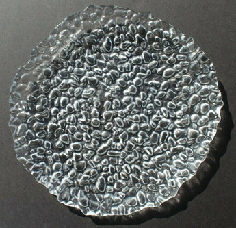Vintage MCM Pebble Art Glass Plate Textured Platter 8 1/2" Across