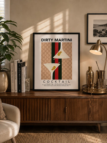 New Gucci Dirty Martini Cocktail Framed Wall Art Bar Olive Drink Decor Sign