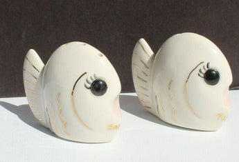 Vtg MCM Girly White Salty and Peppy Tropical Fish Decorative Table Decoration
