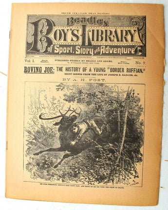 Vtg Jan 1882 Beadle's Boys Library Paper Magazine No. 7 Vol. 1 (Roving Joe)
