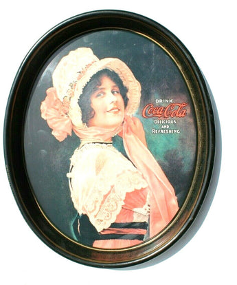 Vintage Coca-Cola 1972 Memorabilia Metal Oval Serving Tray 1914 Betty Girl