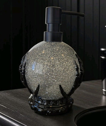 New Silver Glitter Witches Hands Crystal Ball Halloween Soap Dispenser Spooky