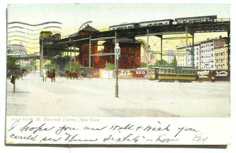 Vtg 1906 110th St Elevated Curve New York Postcard (40 of 1000)