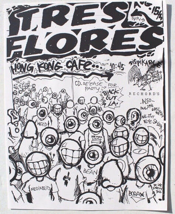Vtg August 15th 1990s Tres Flores (Borax) At Gaslight CA Rock Concert Flyer