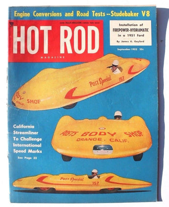 Vtg Hot Rat Rod Car Magazine - September 1952 HOT ROD (The New Streamliner)