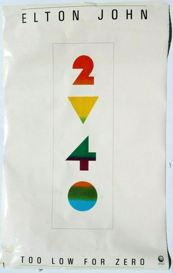Vtg Band Album Release Store Music Poster 1983 Elton John Too Low For Zero