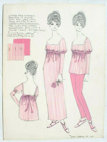 Vtg 1963 Retro MCM Fashion Designer Presentation (Mood) Sketch Board