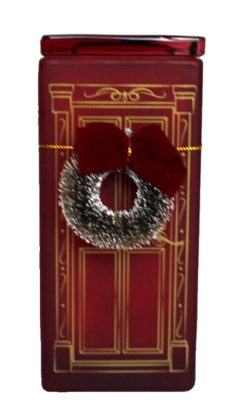 New Red Glass Art Deco Festive Tinseltown Ninety Six Christmas Door Candle 16oz
