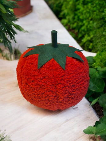 New Red / Green Ripe Summer Beefsteak Tomato Shaped Throw Pillow Room Decor