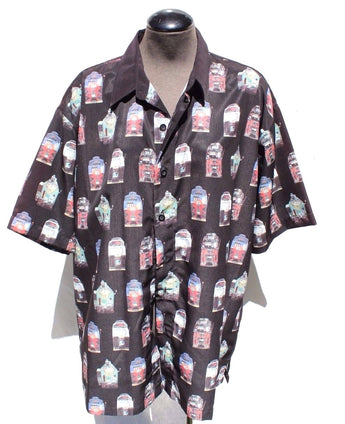 Vtg Mens M.E. Sport Slot Machine Las Vegas Short Sleeve Shirt Hawaiian Beach