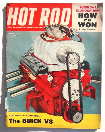Vtg Hot Rat Rod Car Magazine - August 1954 HOT ROD (The Buick V8)