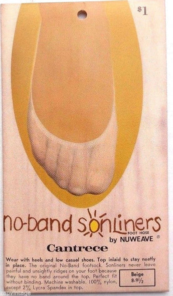 Vintage 1960'S Sealed CANTRECE No Band Foot Hose (Suntan) 8 - 9 1/2" Beige
