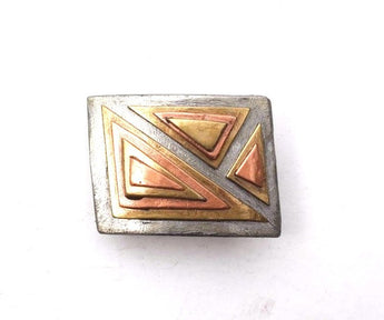 Vtg 1960s Artist Metal Copper Modernist Belt Buckle Pendant Abstract Organic #21