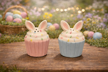 New Pink Blue Sprinkle Easter Bunny Cupcake Salt & Pepper Shakers Salt N Pepper