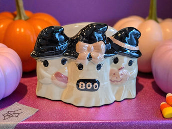 New Ceramic Pink Girly Halloween 3 Girl Ghosts BOO Dinning Napkin Holder