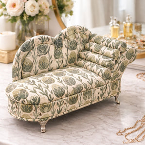 New Green Scandinavian Doll Chaise Jewelry Box Organizer Couch Jewelry Box