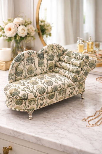 New Green Scandinavian Doll Chaise Jewelry Box Organizer Couch Jewelry Box