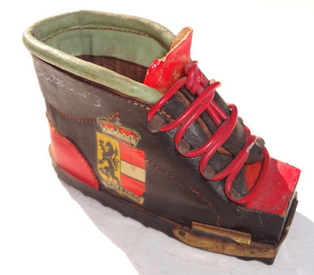 VTG SALZBURG Germany Austria LEATHER MINIATURE Ski Boot Snow Shoe MATCH HOLDER
