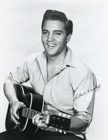 Vtg RARE Black & White Photo - Portrait of ELVIS PRESLEY W/ Autograph