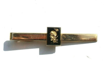 Vintage Hickok Mens Retro Gold / Black Medieval Solider Tie Clip