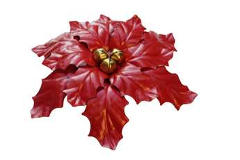 New Large Metal Christmas Red Poinsettia Flower Hanging Door Wall Art Decor
