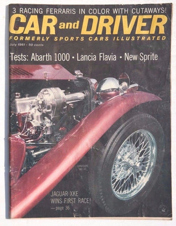 Vtg Hot Rat Rod Car Magazine - July 1961 CAR AND DRIVER (Tests: Abarth 100)