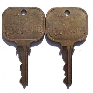 2 (Pair) VTG Old 1950-1960's BEST WESTERN Motel (Hotel) Metal GOLD Key ROOM #259