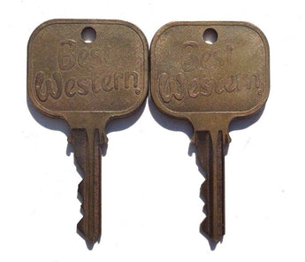 2 (Pair) VTG Old 1950-1960's BEST WESTERN Motel (Hotel) Metal GOLD Key ROOM #259
