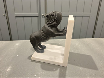 New Black & White Marble / Metal French Bulldog Dog Animal Office Bookend