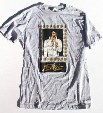 Vtg Elvis Presley King Of Rock N Roll Glitter Show Time Ched By Anvil Shirt LRG