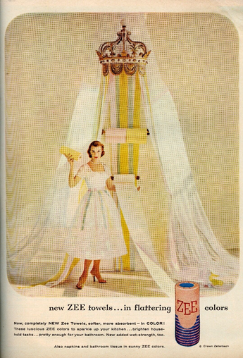 Vtg 1950s Zee Color Paper Towels Bathroom Kitchen Advertisement Ad Photo #2850