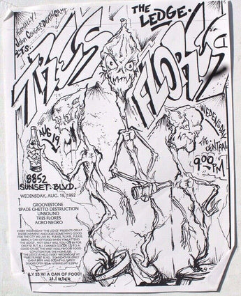Vtg August 19, 1992 Tres Flores (Groovestone) Sunset Blvd Rock Concert Flyer
