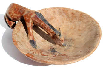 Vintage Antique Hand Carved Giraffe Wood Bowl Africa Folk Art Trinket Dish