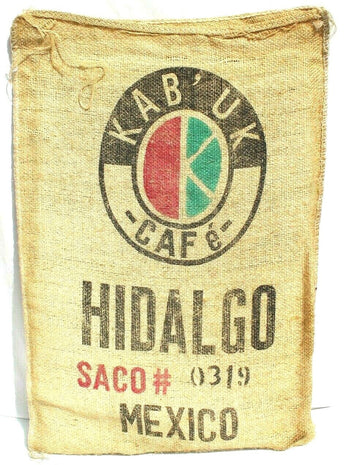 Vintage KAB' UK Cafe Hidalgo Mexico (69 kg NET) COFFEE Burlap SACK BAG