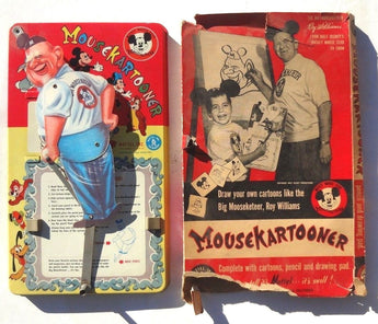 Vintage 1950s Mattel Mousekartooner Drawing Toy Set Tin Litho Mickey Mouse Club