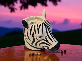 New Ceramic Zebra Black & White Safari Jungle Animal Candle Room Decor