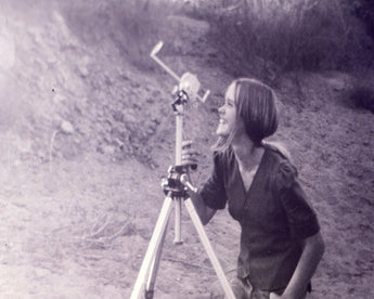 Vtg 1960's BLACK & WHITE Orig UFO Girl W/ Telescope UFO Hunting Photo 8X10