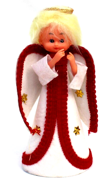 Vintage 1970s 1980s Angel W/ HALO Christmas Tree Topper Holiday