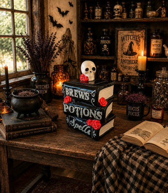 New Halloween Black Witches Potions SPELLS Brew W/ Roses Cookie Jar Kitchen