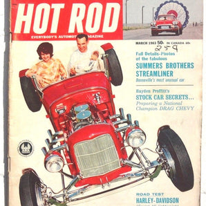 Vtg Hot Rat Rod Car Magazine - March 1963 HOT ROD (Harley Davidson Road Test)