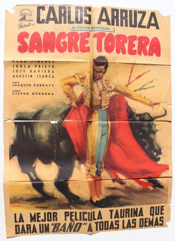 Vintage Mexican Movie Poster 1950 Sangre Torera (Carlos Arruzaolga) Matador