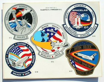 5 Vintage Space Shuttle Decal Sheet No. 5. Flights 51-J through 51-L Stickers