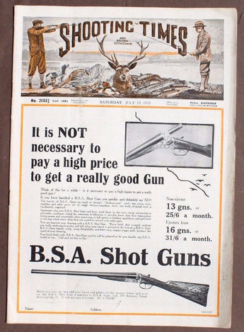 RARE Vintage July 15, 1933 Guns & Ammo Shooting Times Magazine
