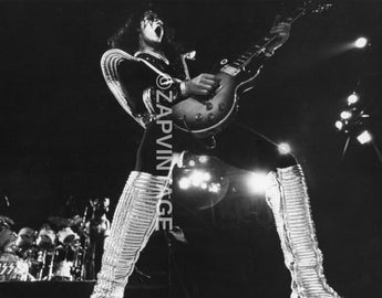 Vtg 1970s Ace Frehley On Stage / Concert Tour Preforming Kiss Music Photo #2232