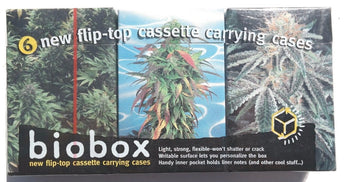 Biobox Six (6) Flip-top Audio Cassette Carrying Cases Marijuana Plants Pattern