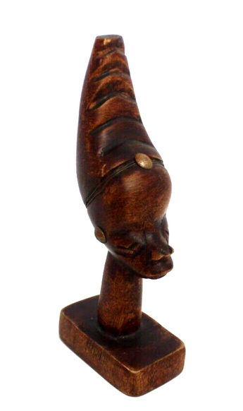 Vintage Women African Tribal Bohemian Art EBONY Wood Carving Statue